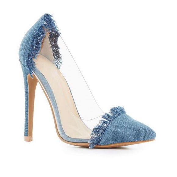 Shoes | Denim Clear Perspex Heels 
